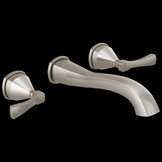 Stryke Wall-Mount Two Lever Handle Bathroom Faucet in Stainless