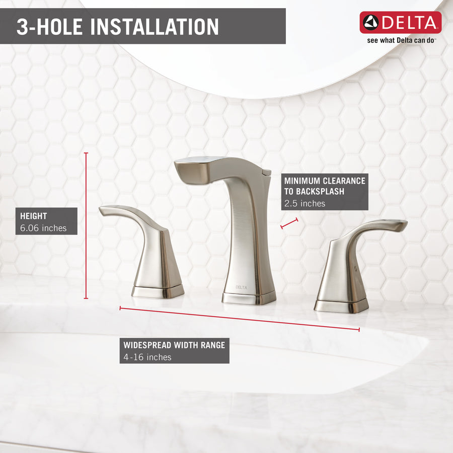 Tesla Widespread Two-Handle Bathroom Faucet in Stainless