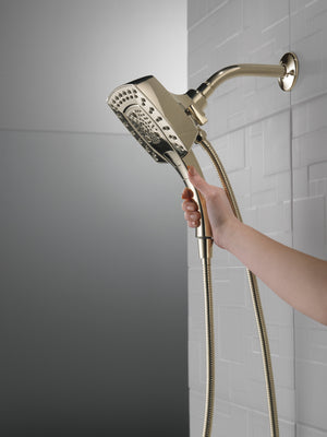 Universal Showering 1.75 gpm 5-Setting Square 2 in 1 Showerhead in Lumicoat Polished Nickel