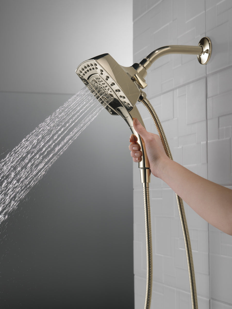 Universal Showering 1.75 gpm 5-Setting Square 2 in 1 Showerhead in Lumicoat Polished Nickel