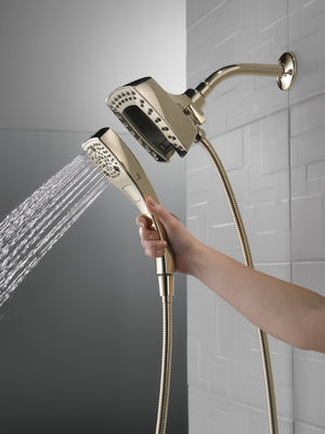 Universal Showering 1.75 gpm 5-Setting Square 2 in 1 Showerhead in Lumicoat Polished Nickel
