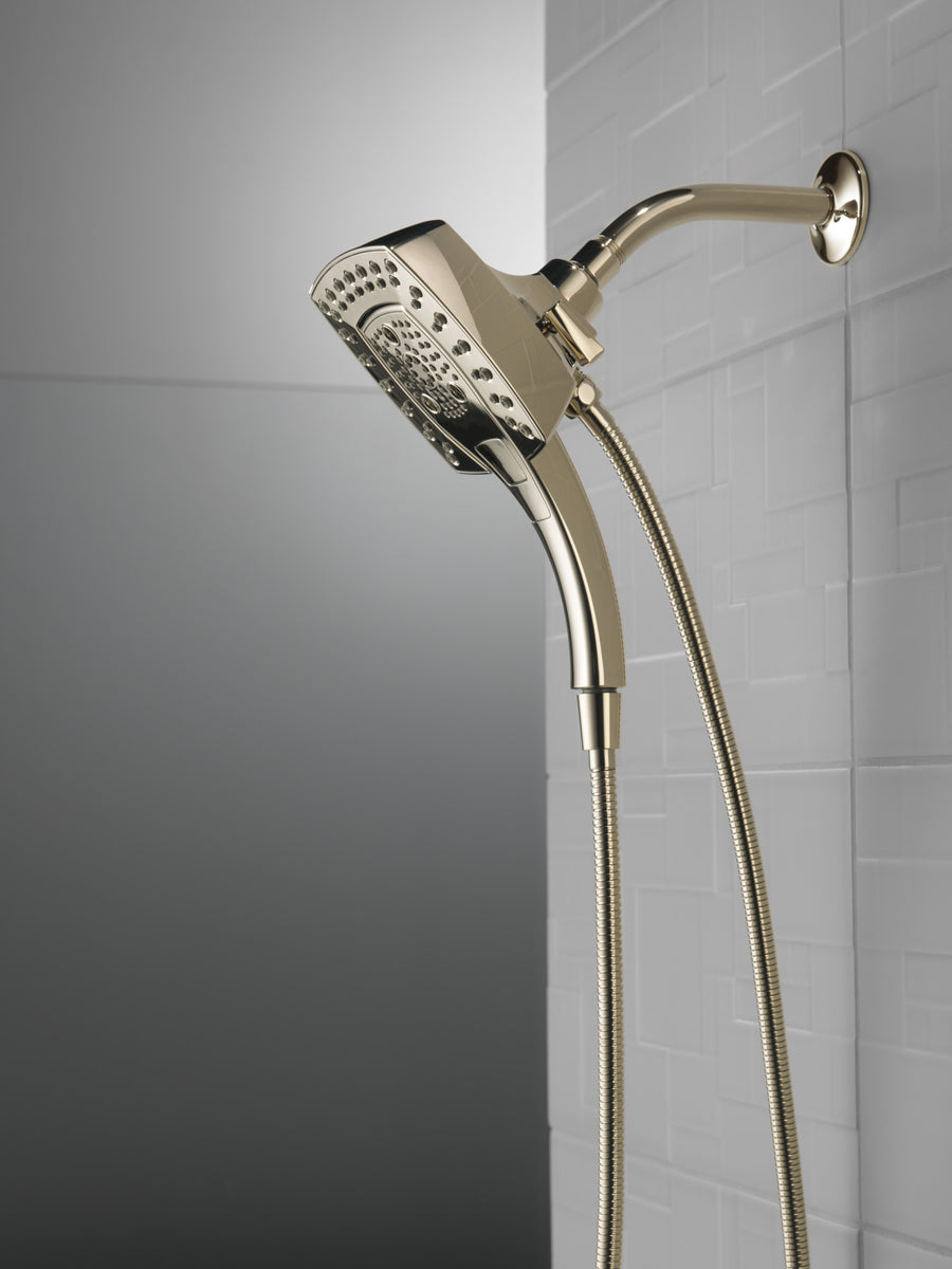Universal Showering 1.75 gpm 5-Setting Square 2 in 1 Showerhead in Lumicoat Polished Nickel