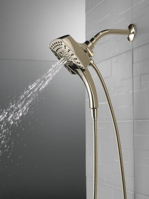 Universal Showering 1.75 gpm 5-Setting Square 2 in 1 Showerhead in Lumicoat Polished Nickel