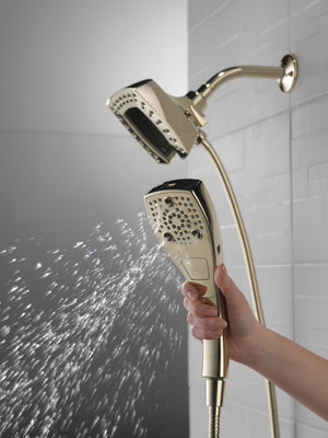 Universal Showering 1.75 gpm 5-Setting Square 2 in 1 Showerhead in Lumicoat Polished Nickel