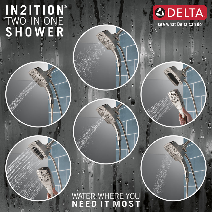 Universal Showering 2.5 gpm 5-Setting 2 in 1 Showerhead in Lumicoat Stainless