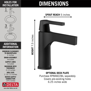Zura Single-Handle Bathroom Faucet in Matte Black - Drain Included