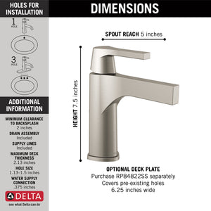 Zura Single-Handle Bathroom Faucet in Stainless - Drain Included
