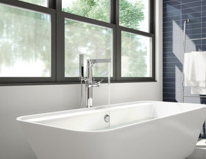 Zura Single-Handle Freestanding Roman Tub Filler in Chrome