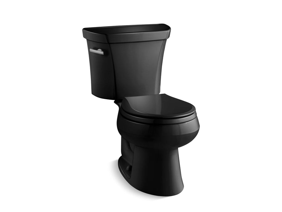 Wellworth Round 1.28 gpf Two-Piece Toilet in Black Black with Tank Cover Locks