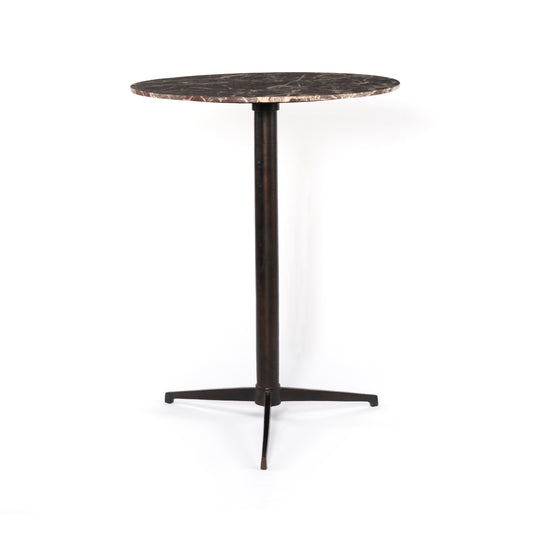 Marlow Bar Height Table in Bronzed Aluminum & Garnet Marble (32" x 32" x 42")