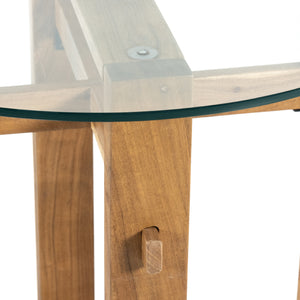 Truett Bar Height Table in Rustic Tan Acacia & Tempered Glass (36' x 36' x 43')