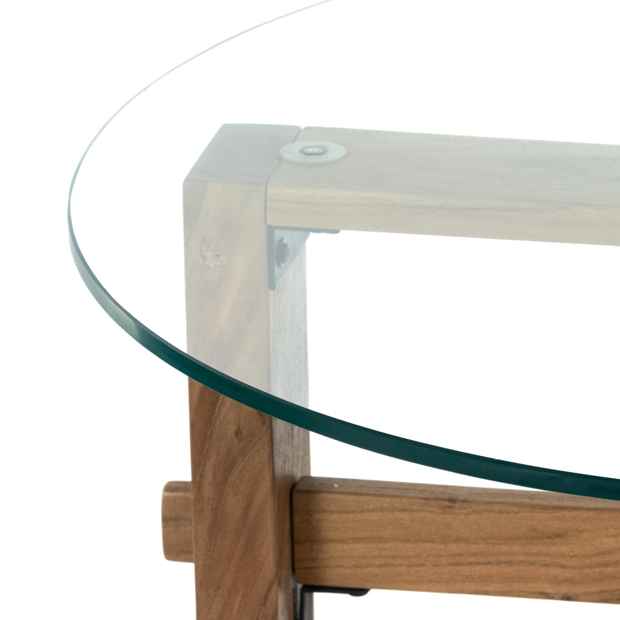 Truett Counter Height Table in Rustic Tan Acacia & Tempered Glass (36' x 36' x 36.25')