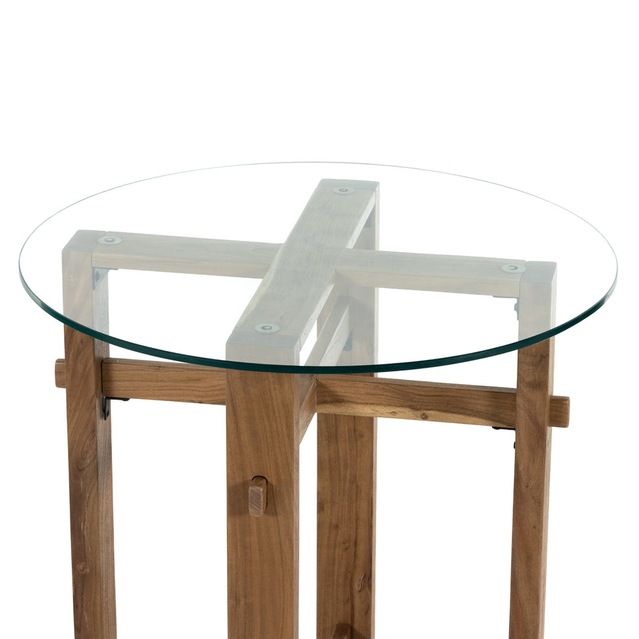 Truett Counter Height Table in Rustic Tan Acacia & Tempered Glass (36' x 36' x 36.25')