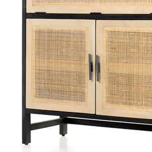 Leighton Bar Cabinet in Natural Cane & Black Wash Mango (38' x 17' x 52')