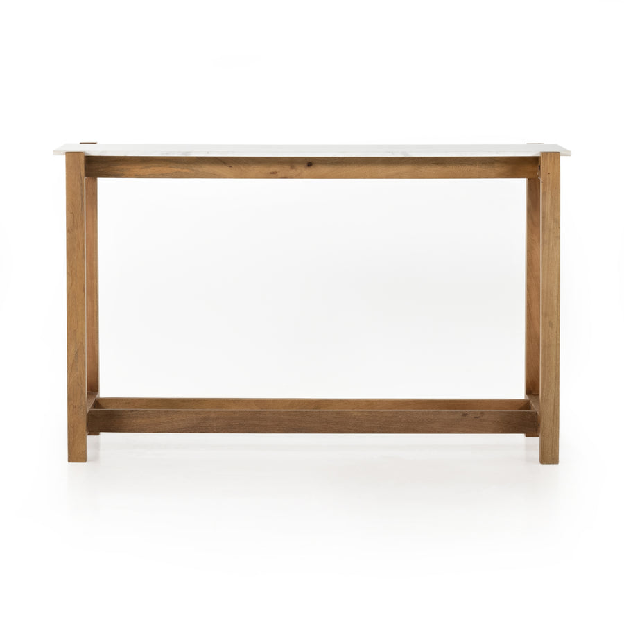 Merritt Bar Height Table in Auburn Mango & Honed White Marble (70' x 28' x 42')