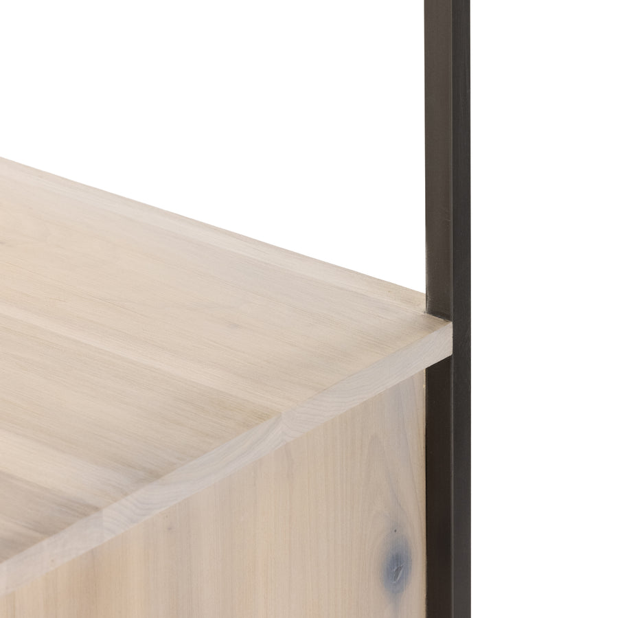 Fulton Bookcase in Dove Poplar & Toffee Leather (24' x 18' x 78')