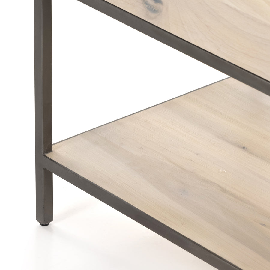 Fulton Bookcase in Dove Poplar & Toffee Leather (24' x 18' x 78')