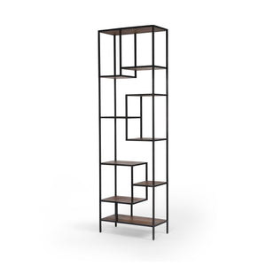 Irondale Bookcase in Waxed Black & Antique Bleach Sealed (31.5' x 15.75' x 102.25')