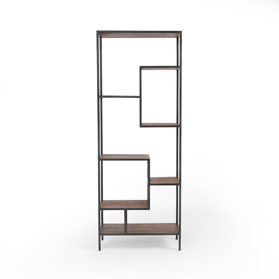 Irondale 83' Bookcase in Waxed Black & Antique Bleach Sealed (31.5' x 15.75' x 82.75')