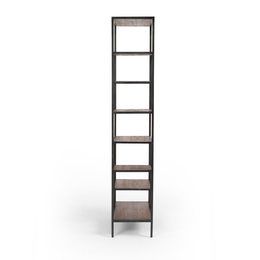 Irondale 83' Bookcase in Waxed Black & Antique Bleach Sealed (31.5' x 15.75' x 82.75')