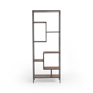 Irondale 83' Bookcase in Waxed Black & Antique Bleach Sealed (31.5' x 15.75' x 82.75')