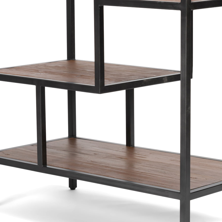 Irondale 83' Bookcase in Waxed Black & Antique Bleach Sealed (31.5' x 15.75' x 82.75')