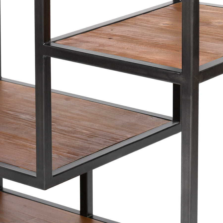 Irondale 83' Bookcase in Waxed Black & Antique Bleach Sealed (31.5' x 15.75' x 82.75')