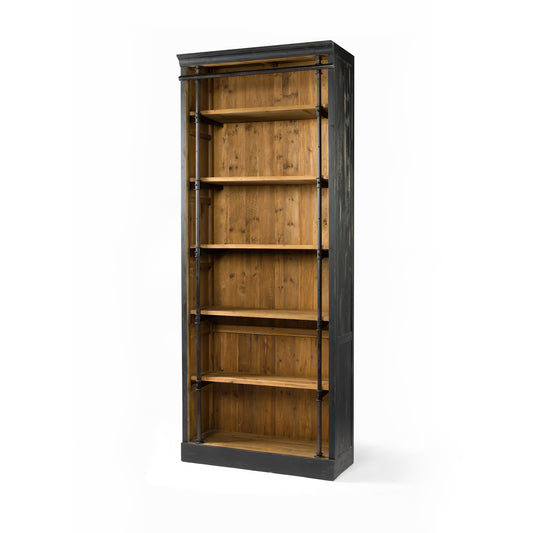 Irondale Bookcase in Antique Bleach Sealed & Waxed Black (pc) (39.25" x 17.5" x 102.25")