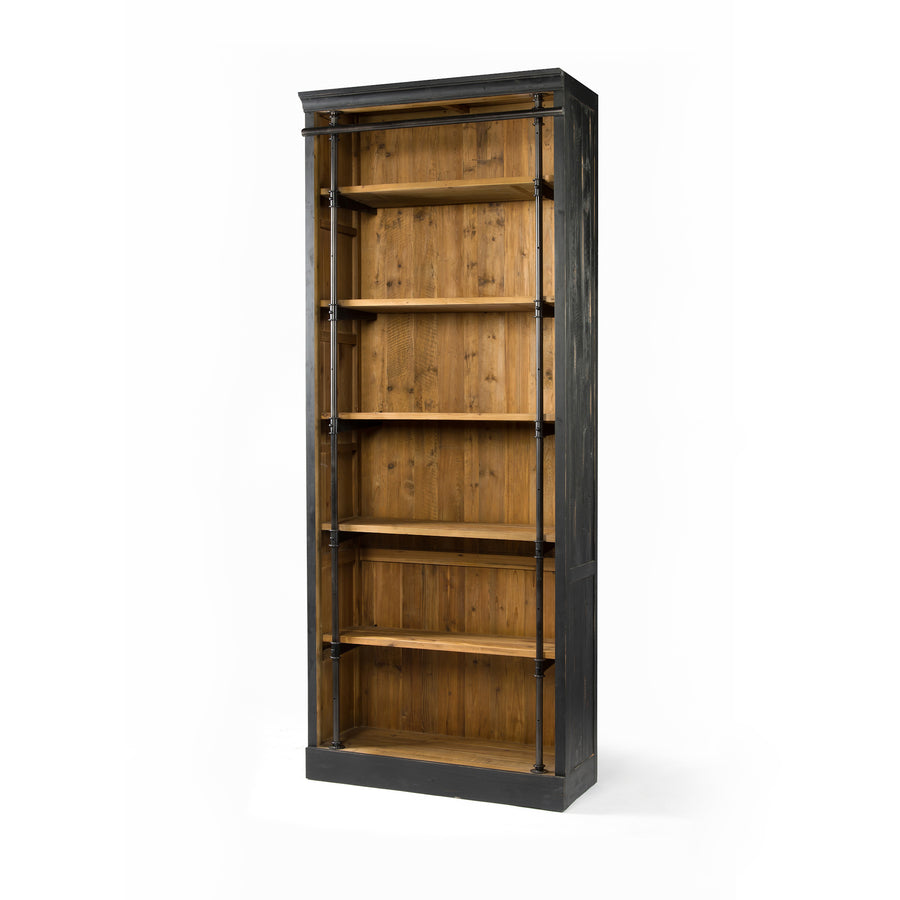 Irondale Bookcase in Antique Bleach Sealed & Waxed Black (pc) (39.25' x 17.5' x 102.25')