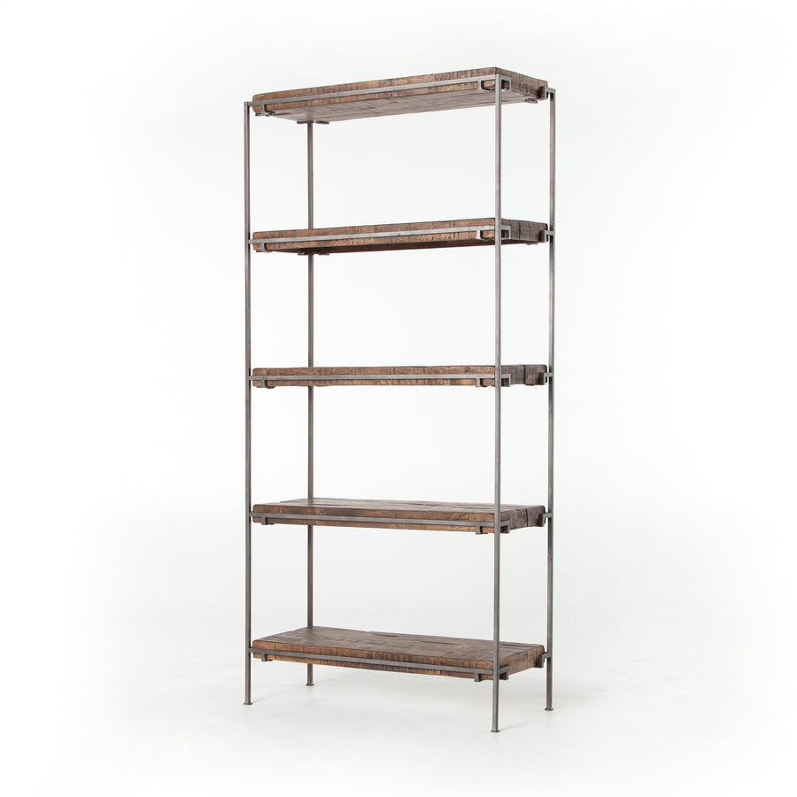 Harmon Bookcase in Weathered Hickory & Gunmetal (39' x 16' x 83')