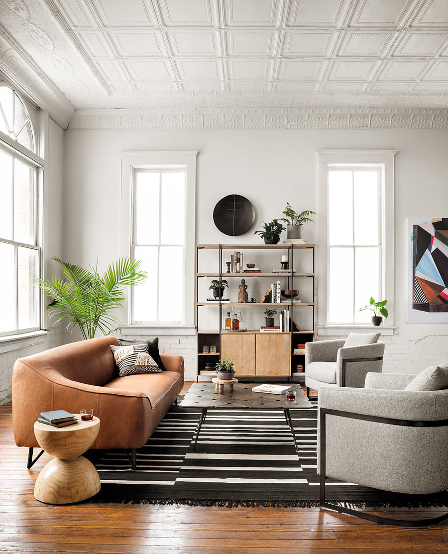 Prescott Bookcase in Natural Mango & Satin Black (65' x 17.75' x 76.75')
