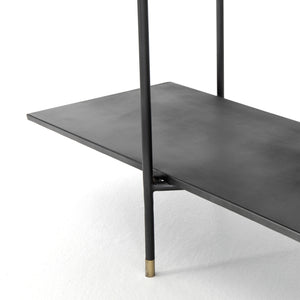 Rockwell Bookcase in Distressed Iron & Brass Patina (63' x 16.5' x 71')