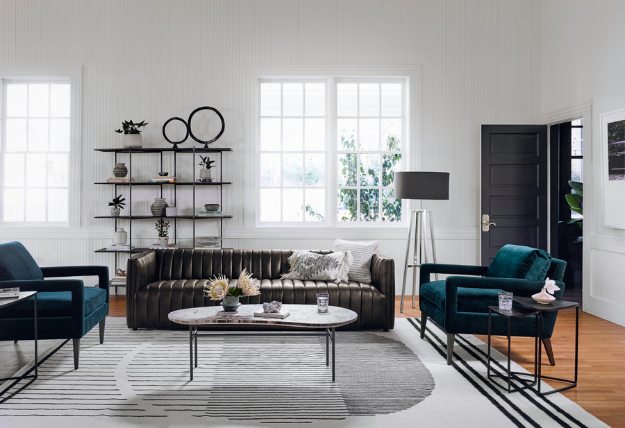 Rockwell Bookcase in Distressed Iron & Brass Patina (63' x 16.5' x 71')