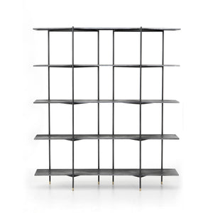 Rockwell Bookcase in Distressed Iron & Brass Patina (63' x 16.5' x 71')