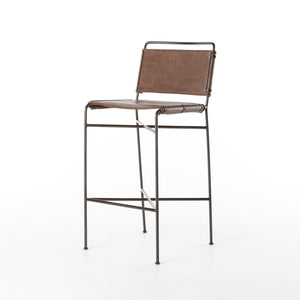 Irondale Bar Stool in Distressed Brown & Waxed Black (20.75' x 24.25' x 44')