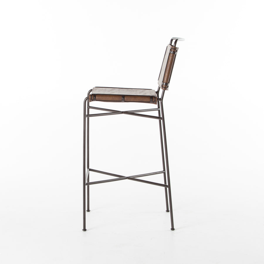 Irondale Bar Stool in Distressed Brown & Waxed Black (20.75' x 24.25' x 44')