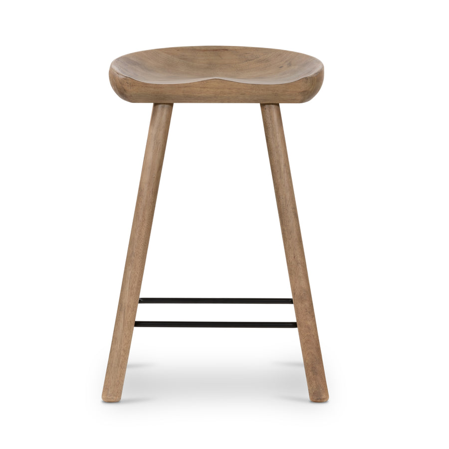 Belfast Counter Stool in Natural Matte & Matte Black Iron (17.25' x 17.25' x 26')