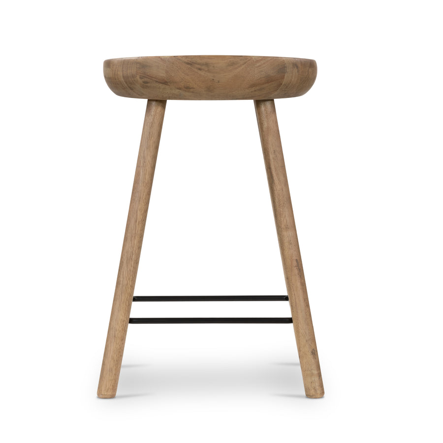 Belfast Counter Stool in Natural Matte & Matte Black Iron (17.25' x 17.25' x 26')
