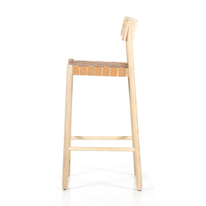 Allston Bar Stool in Natural Veneer & Nude Leather Blend (20' x 20' x 42.25')