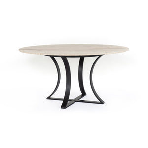 Rockwell Dining Table in Dark Kettle Black & White Travertine (60' x 60' x 30')
