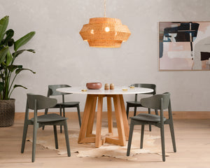 Hughes Dining Table in Honey Oak & Honey Oak Veneer (55' x 55' x 30')