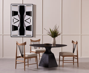 Hughes Round Dining Table in Washed Black & Bluestone (53.25' x 53.25' x 30')