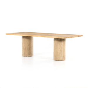 Rockwell Dining Table in Travertine & Natural Oak (94' x 39' x 30')