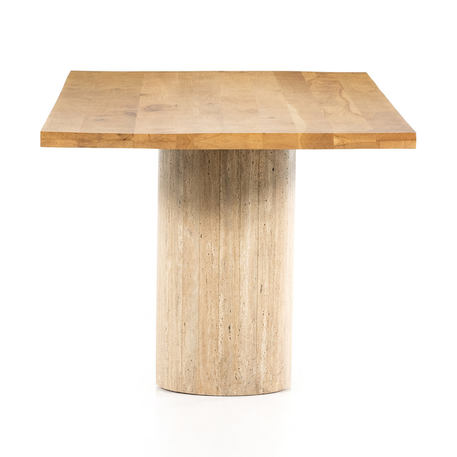 Rockwell Dining Table in Travertine & Natural Oak (94' x 39' x 30')