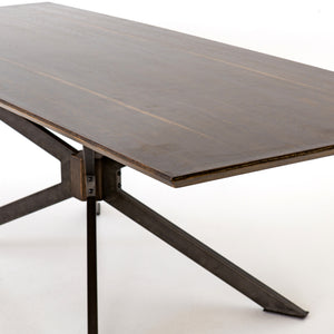 Hughes Dining Table in Light Rustic Black & English Brown Oak Veneer (78.75' x 35.5' x 30')