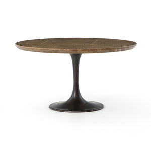 Hughes Dining Table in Dark Rustic Black & Light Burnt Oak (55' x 55' x 30')