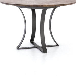 Harmon Dining Table in Dark Iron & Tanner Brown Acacia (48' x 48' x 30')