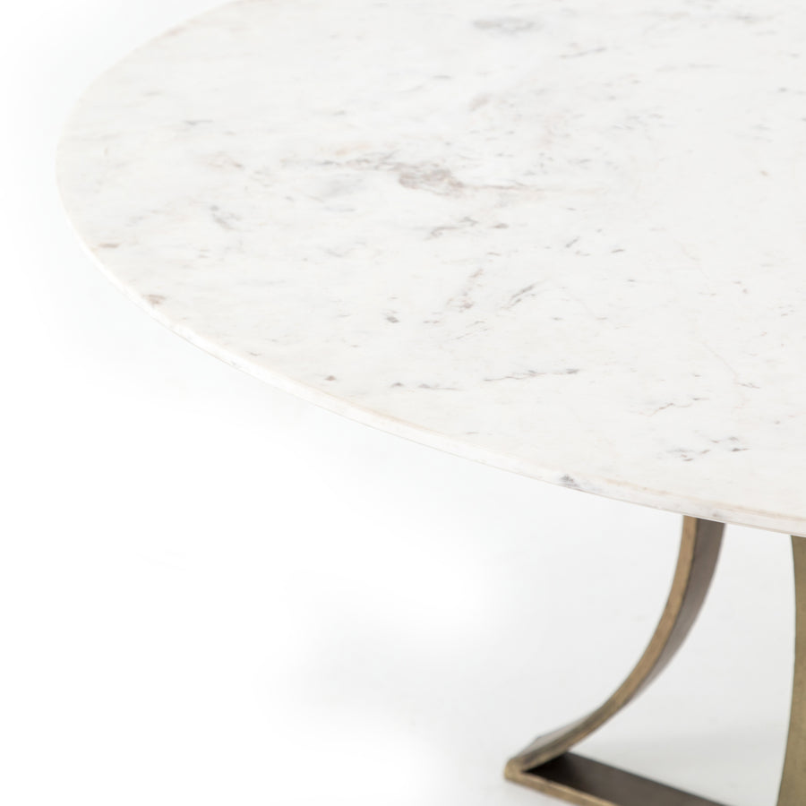 Rockwell Dining Table in Cast Brass & Polished White Marble (60' x 60' x 30')