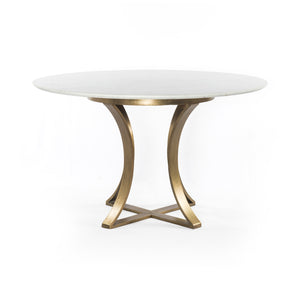 Rockwell Dining Table in Cast Brass & Polished White Marble (48' x 48' x 30')