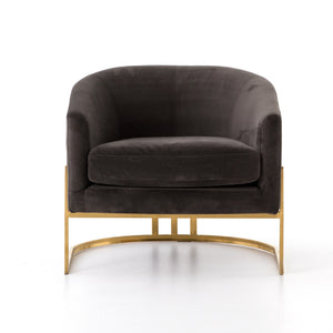 Ashford Chair in Bella Smoke & Satin Brass (29' x 29.25' x 26.5')